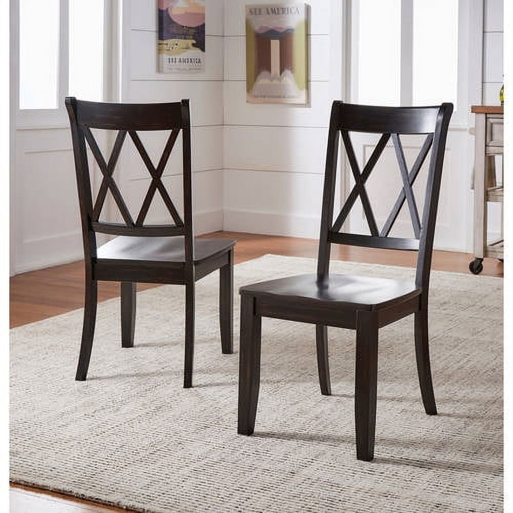 Weston Home Farmhouse Dining Chair with Cross Back Set of 2 Black