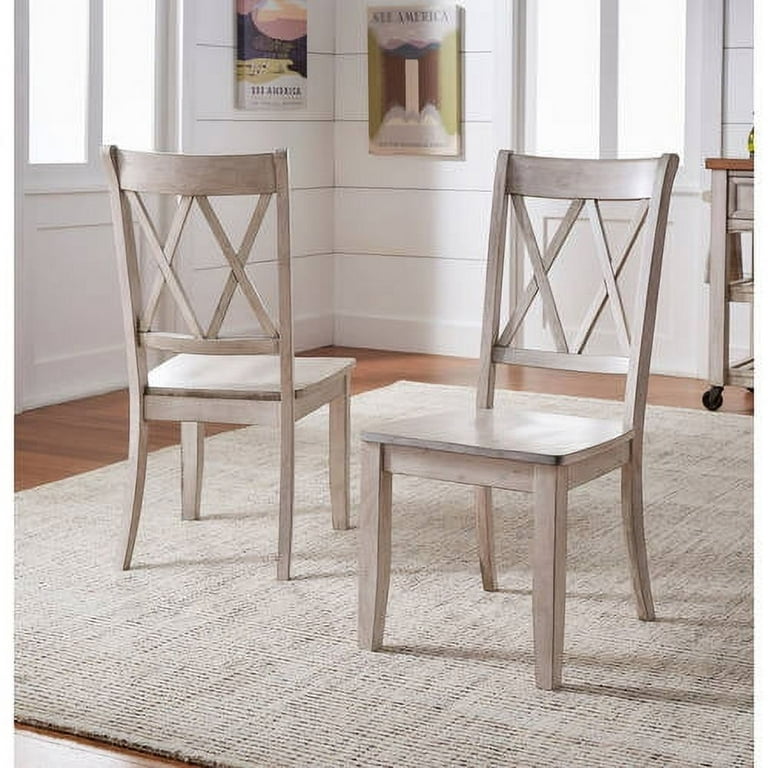 Weston Home Farmhouse Dining Chair with Cross Back Set of 2 White