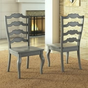Weston Home Farmhouse French Ladder Back Wood Dining Side Chairs, Antique Grey Set of 2