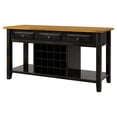 thumbnail image 1 of Weston Home Farmhouse Oak Top Kitchen Buffet Server with Wine Rack, Antique Black, 1 of 3