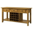 Weston Home Farmhouse Oak Top Kitchen Buffet Server with Wine Rack, Oak