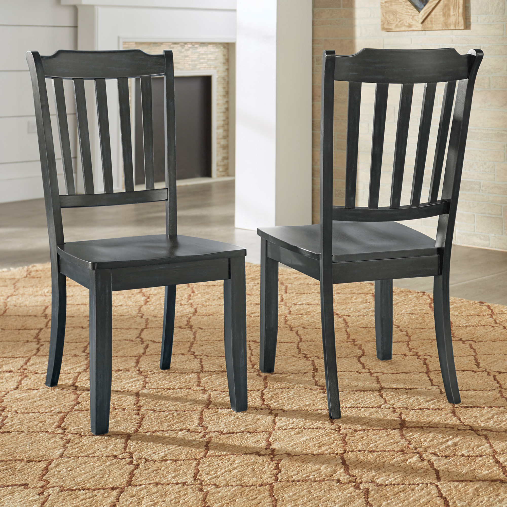 Weston Home Farmhouse Slat Back Wood Dining Chairs Set Of 2 Antique