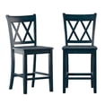 thumbnail image 1 of Weston Home Farmhouse Square Seat X-Back 24" Counter Height Chair, Antique Denim (Set of 2), 1 of 8