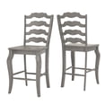 thumbnail image 1 of Weston Home Farmhouse Vintage French Ladder Back Solid Wood Counter Height Chair, Set of 2, Antique Grey, 1 of 7