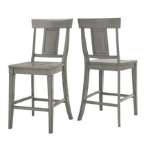 Weston Home Farmhouse Vintage Panel Back Solid Wood Counter Height Chair, Set of 2, Antique Grey