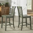 thumbnail image 1 of Weston Home Farmhouse Vintage Slat Back Solid Wood Counter Height Chair, Set of 2, Antique Sage Green, 1 of 8