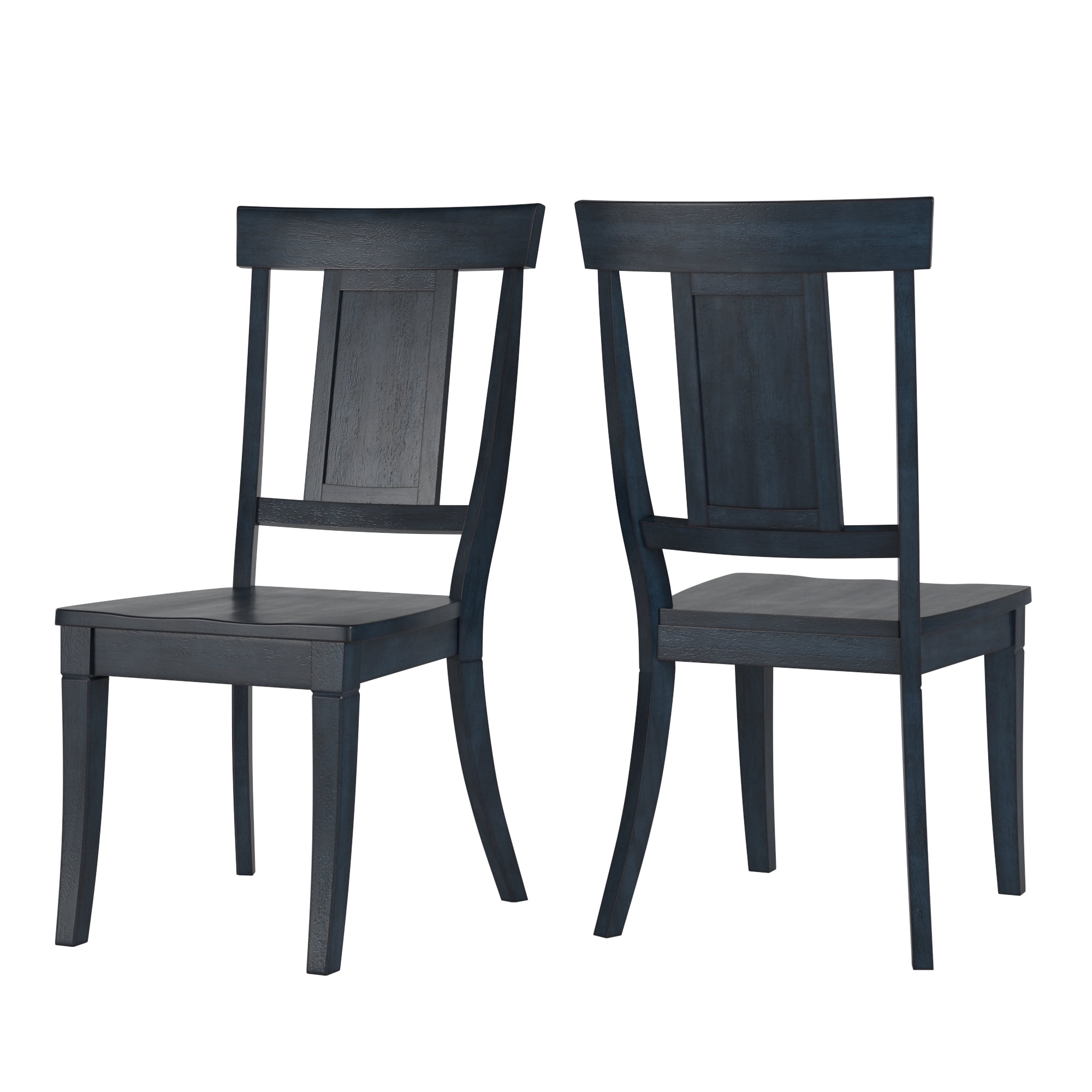 Weston Home Farmhouse Panel Back Wood Dining Side Chairs, Antique Denim (Set of 2)