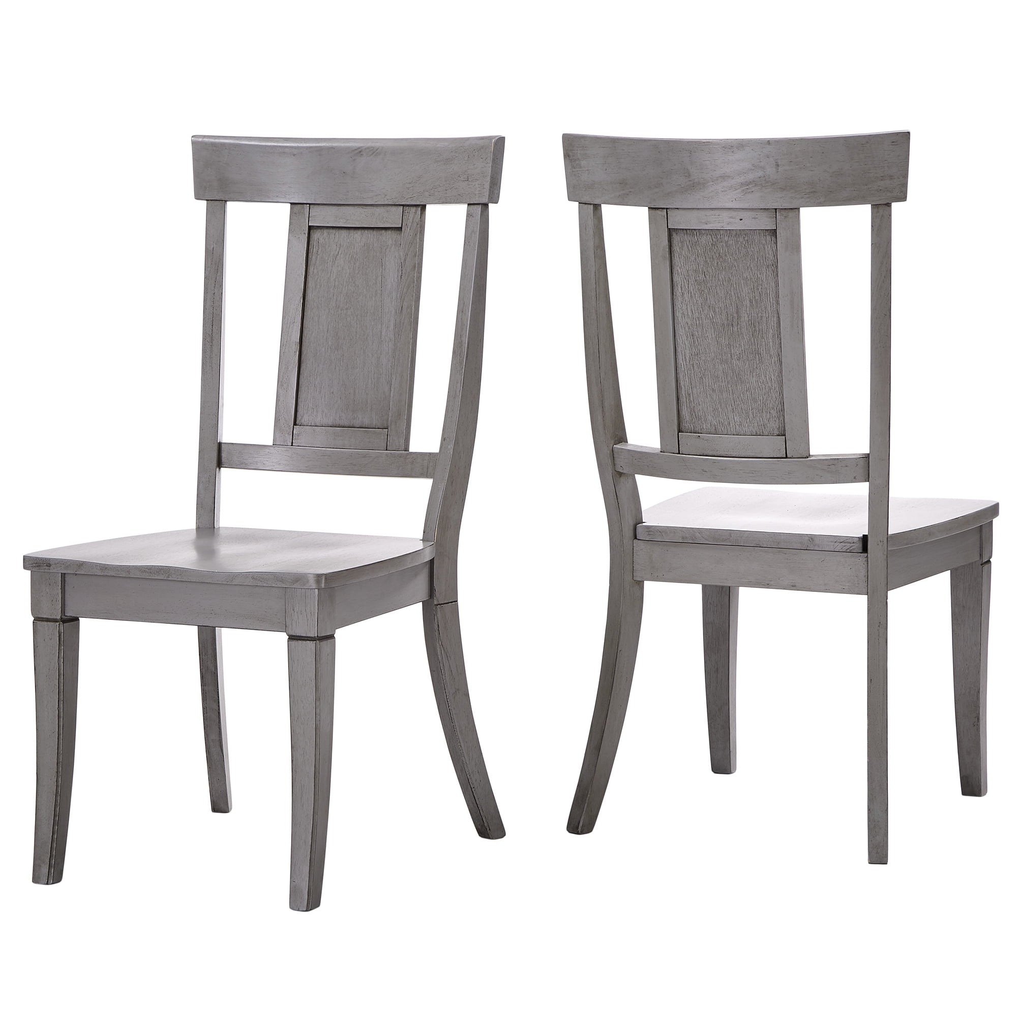 Weston Home Farmhouse Panel Back Wood Dining Side Chairs, Antique Grey (Set of 2)