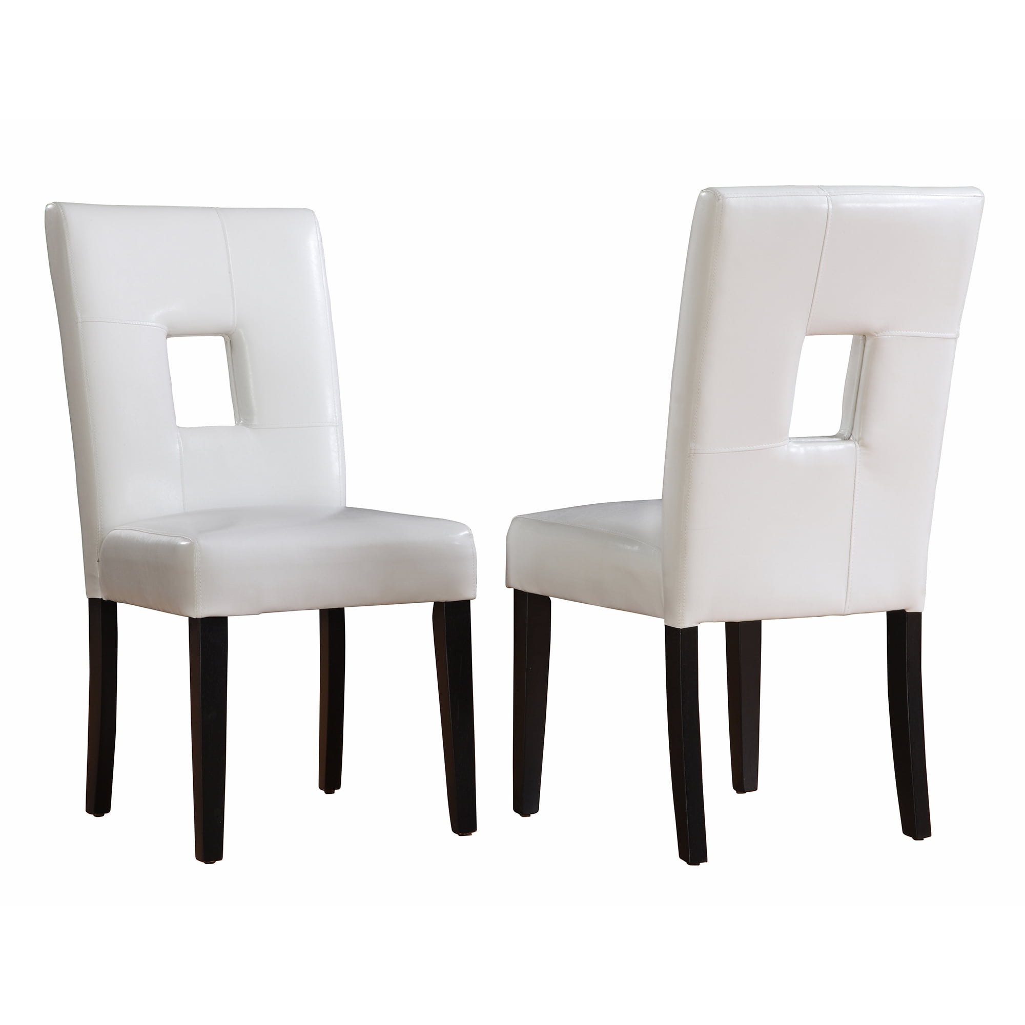 Weston Home Landen Keyhole Faux Leather Dining Side Chair, White (Set of 2)