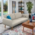 thumbnail image 1 of Weston Home Fosnavag Upholstered Convertible Futon Sofa Bed with USB, Light Grey Linen, 1 of 7