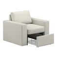 thumbnail image 1 of Weston Home Glen Park Modern Linen Accent Chair with 1 Hidden Metal Wire Storage Drawer, Ivory, 1 of 7