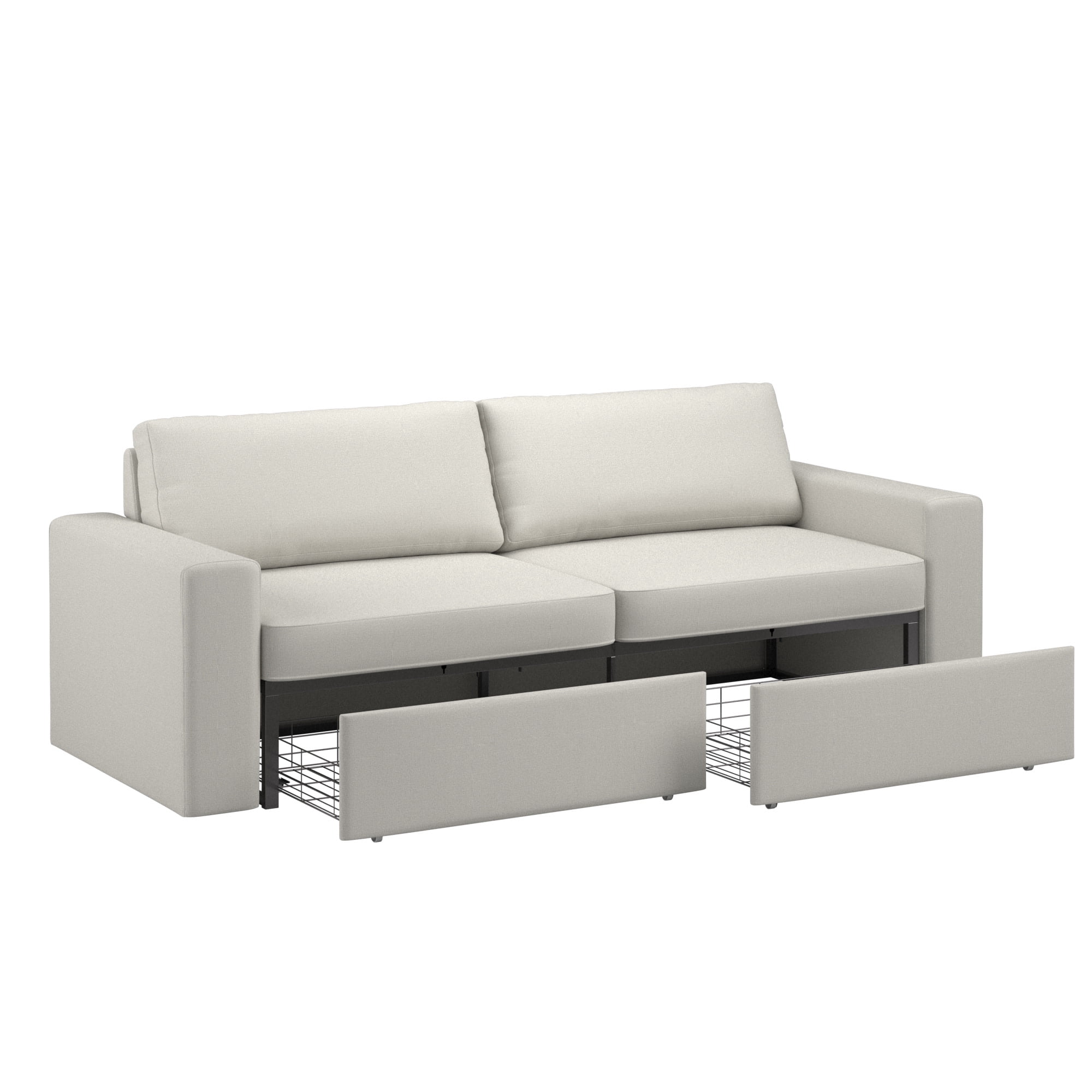 Weston Home Glen Park Upholstered Sofa with 2 Hidden Metal Wire Storage Drawers, Ivory