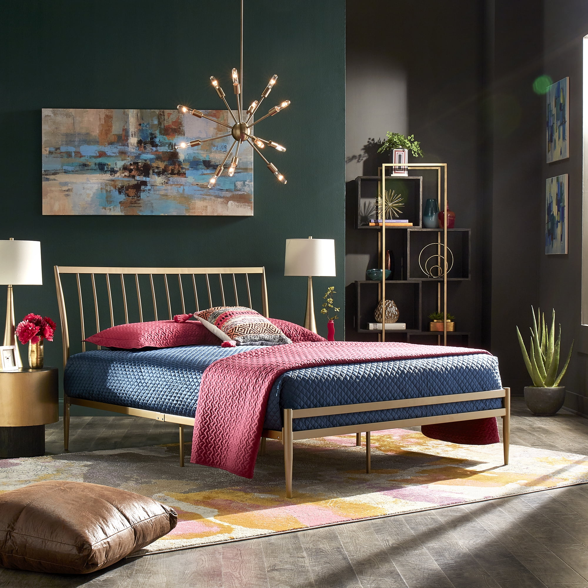 Weston Home Haverhill Gold Finish Metal Platform Full Bed