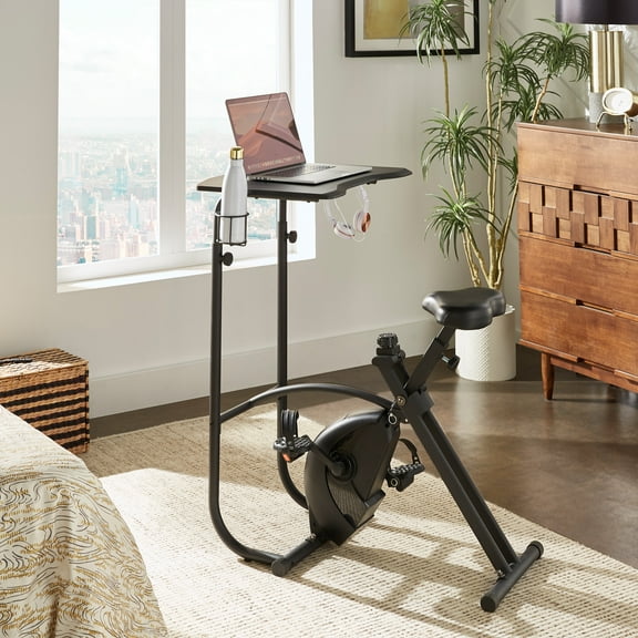 Weston Home Huntley Exercise Bike Desk, Black Finish