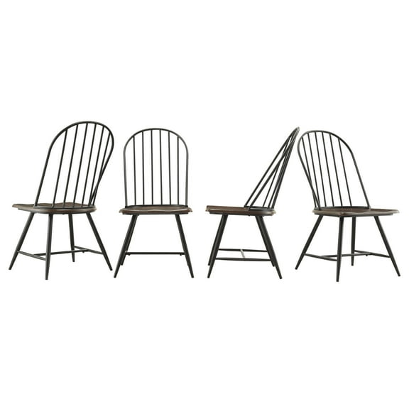 Weston Home Jameson Two-Tone Windsor Chairs, Set of 4, Black and Oak
