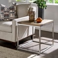 thumbnail image 1 of Weston Home Jana Stainless Steel Rectangular End Table, Light Pine Finish Top, 1 of 6