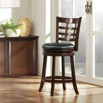 Weston Home Jaxon Window Back Vinyl Swivel 26" Counter Height Stool, Black/Dark Cherry