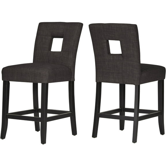 Weston Home Landen Linen Keyhole Counter Height Stool, Set of 2, Dark Gray