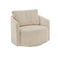 thumbnail image 1 of Weston Home Killarney Oversized Wale Corduroy Swivel Accent Chair with Furry Channel Pillow, Beige/Taupe Pillow, 1 of 9