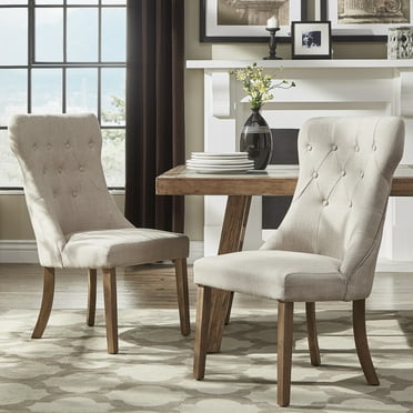 Weston Home Kirk Button Tufted Dining Chair, Set of 2, Beige