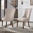 thumbnail image 1 of Weston Home Kirk Button Tufted Dining Chairs, Set of 2, Beige Linen, Brown Finish, 1 of 9