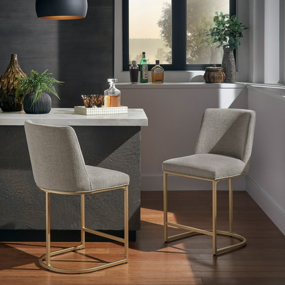 Weston Home Klimt Counter Height Stool, Set of 2, Light Gray
