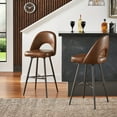 thumbnail image 1 of Weston Home Krista 29" Metal Swivel Mid-Back Bar Stools, Set of 2, Brown, 1 of 9