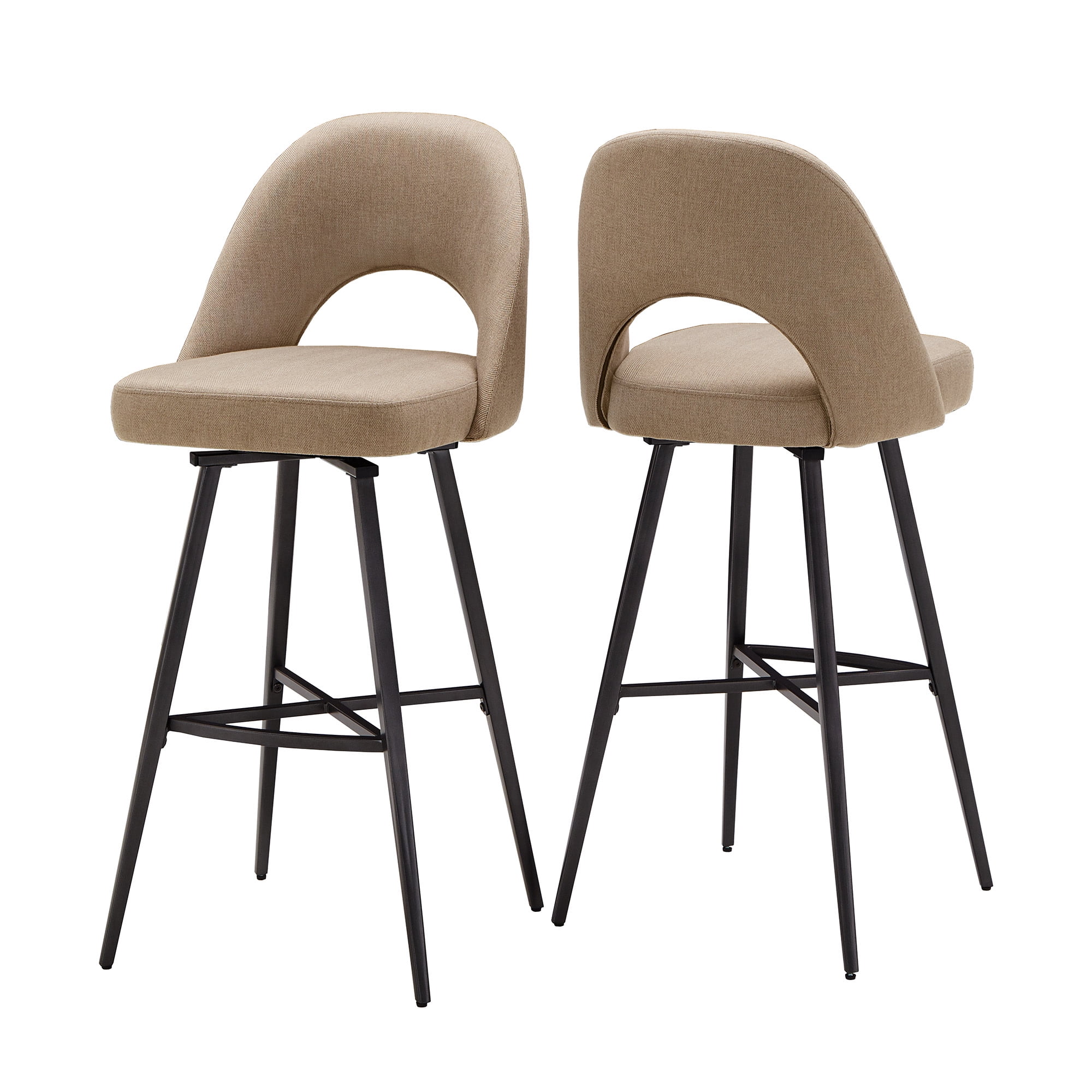 Weston Home Krista Metal Swivel 29" Bar Stools, Set of 2, Beige