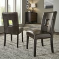 thumbnail image 1 of Weston Home Landen Keyhole Faux Leather Dining Side Chair, Dark Brown (Set of 2), 1 of 6