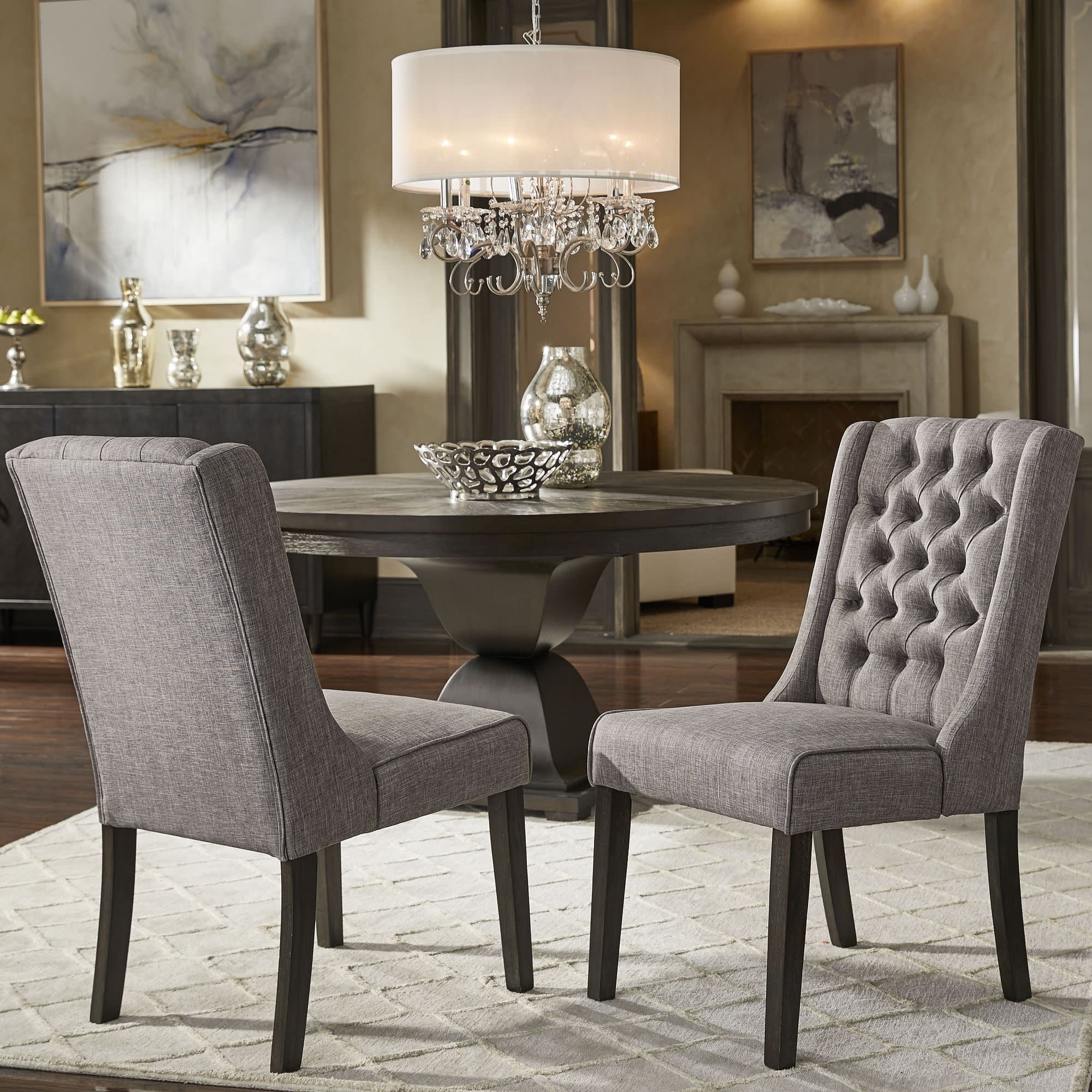 Tays Tufted Linen Wingback Dining Chairs (Set of 2) by Furniture