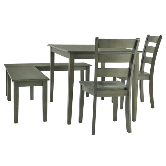 Weston Home Lexington 5-Piece Breakfast Nook Dining Set with Rectangular Table, Dark Sea Green