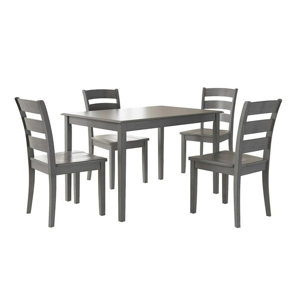 Weston Home Lexington 5-Piece Dining Set, 4 Ladder Back Chairs, Antique Grey