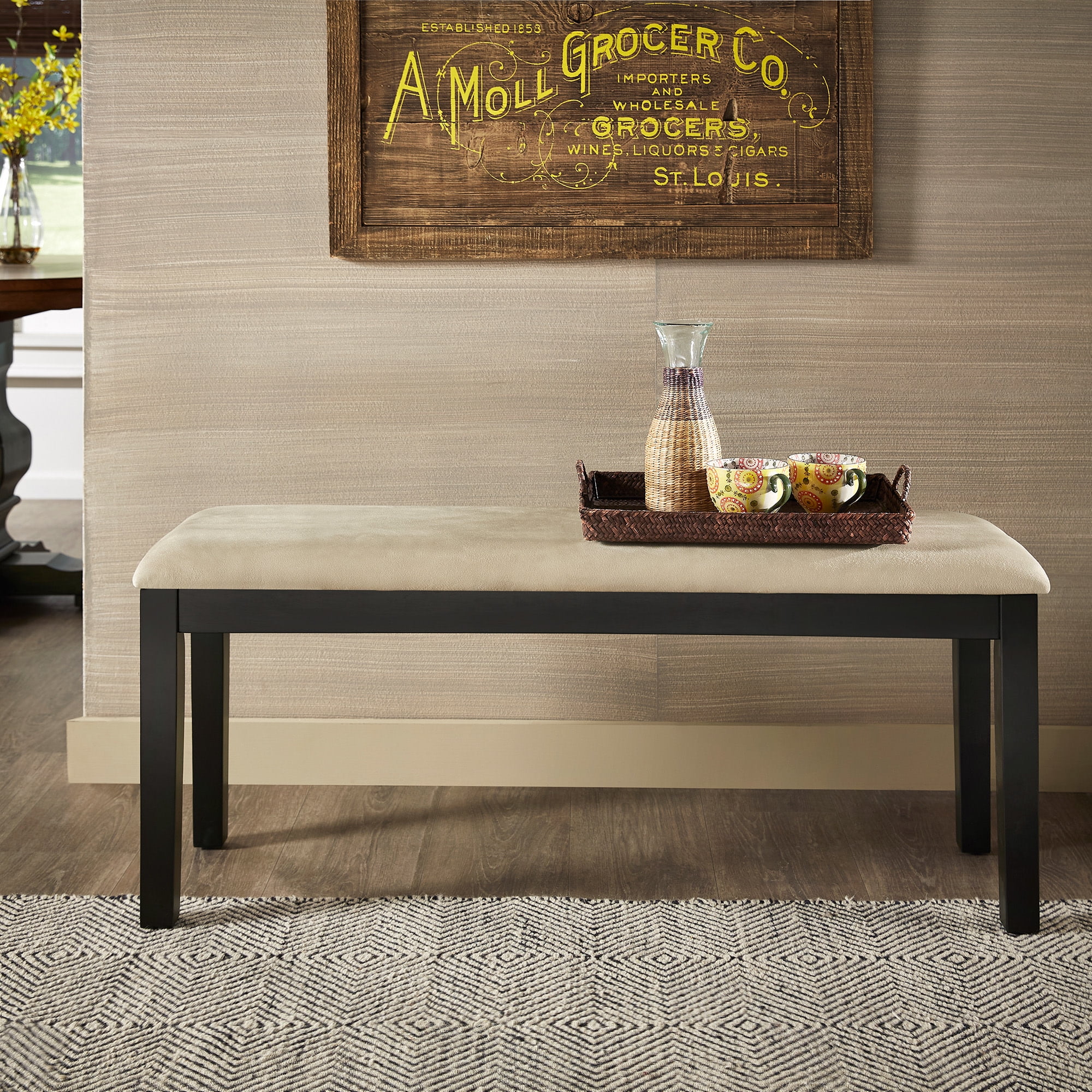 Weston Home Lexington Black Wood Dining Bench