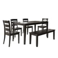 thumbnail image 1 of Weston Home Lexington Wood Dining Set with Bench and 4 Ladder Back Chairs, Black, 1 of 7