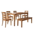 thumbnail image 1 of Weston Home Lexington Wood Dining Set with Bench and 4 Ladder Back Chairs, Oak, 1 of 7