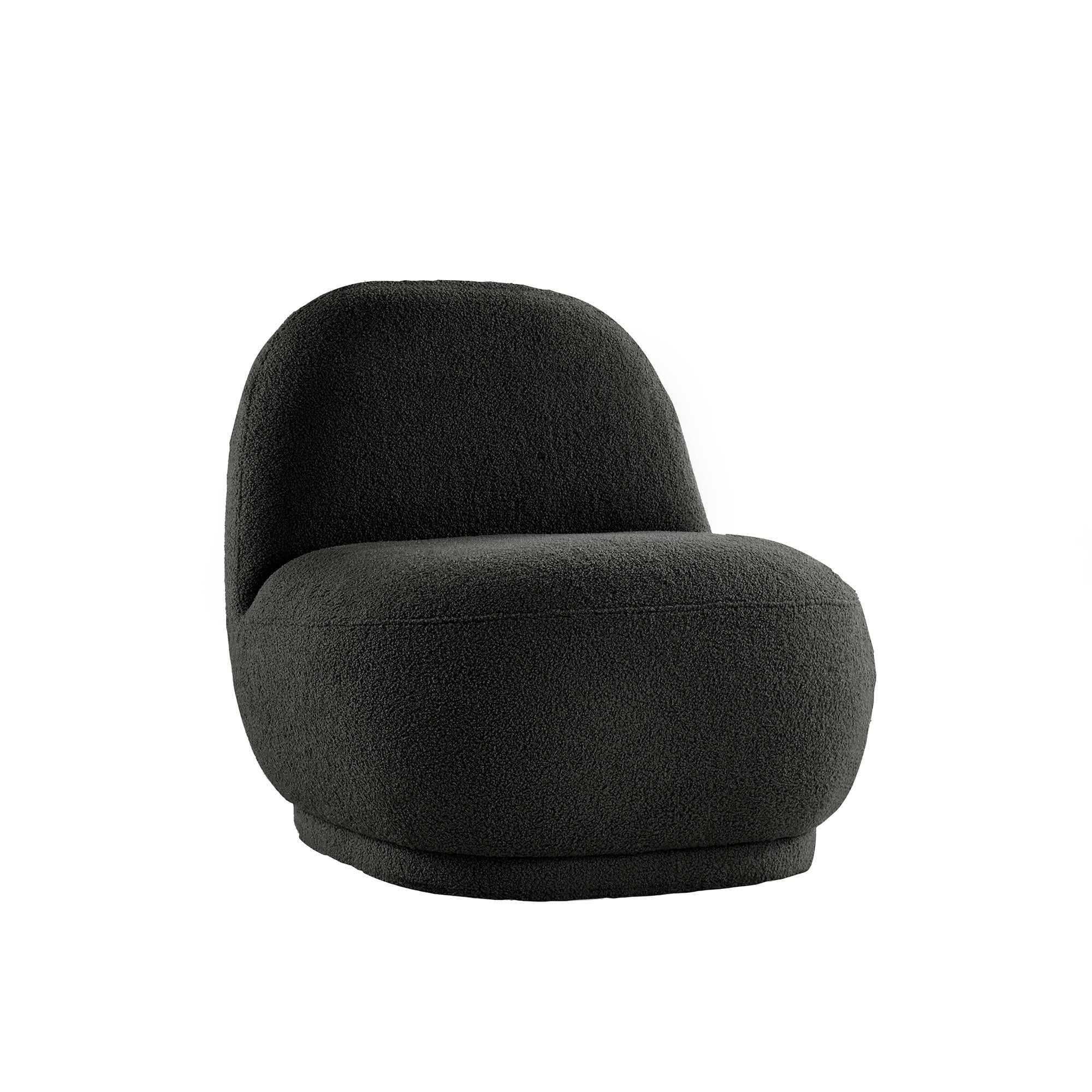Weston Home Lompoc Modern Boucle Accent Chair with Rounded Design and Lumbar Pillow, Black