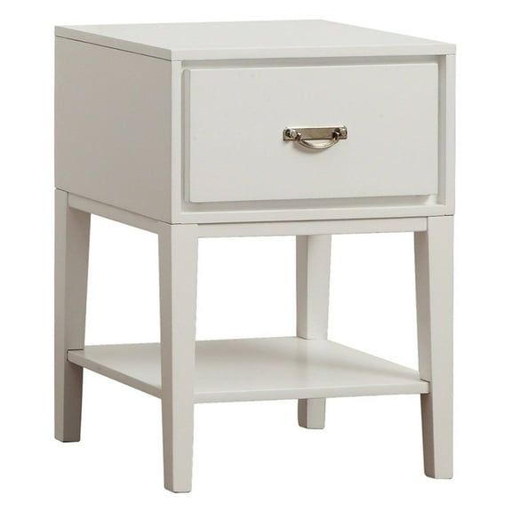 Weston Home Lucas Modern Wood Rectangle End Table with Drawer, White