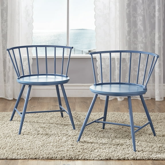 Weston Home Lydford Low Back Windsor Classic Dining Chairs, Set of 2, Blue Steel