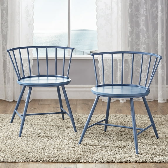 Weston Home Lydford Low Back Windsor Classic Dining Chairs, Set of 2, Blue Steel