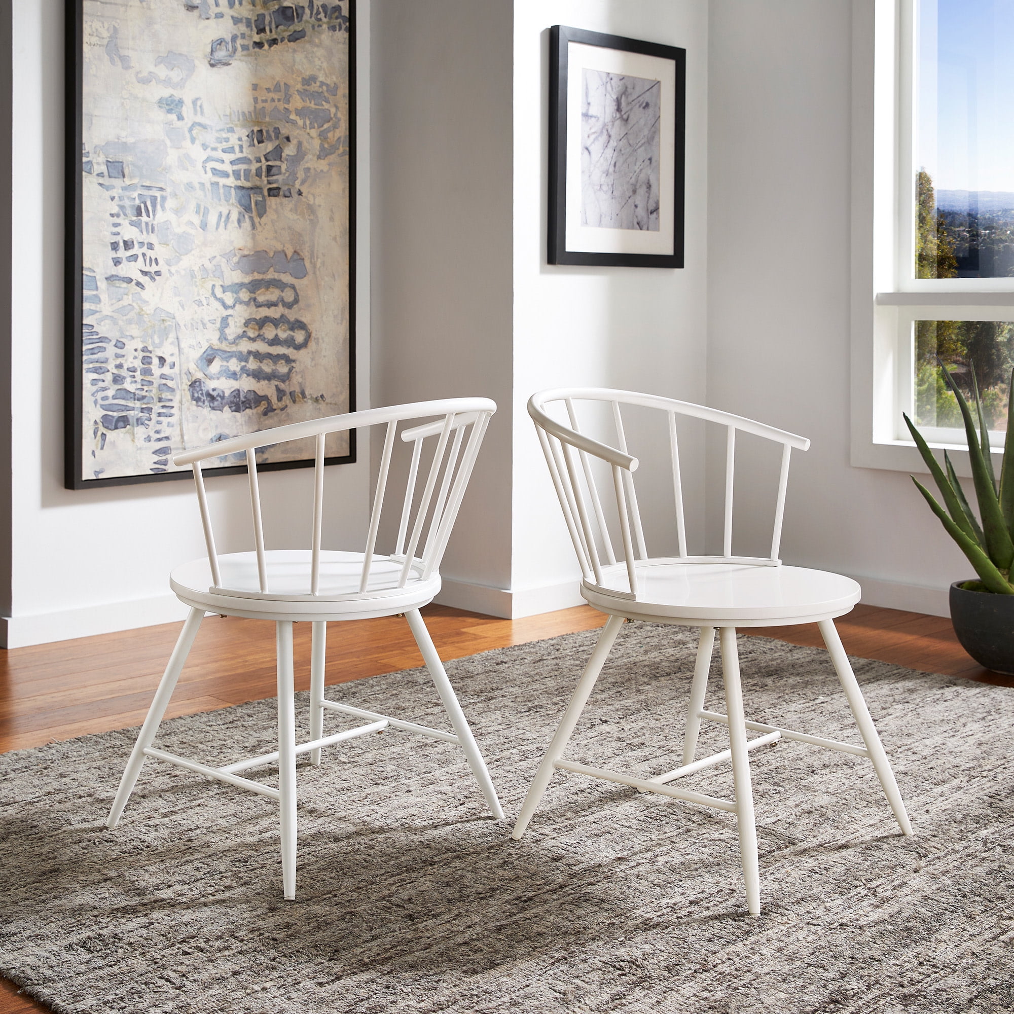 Weston Home Lydford Slope Low Back Windsor Metal Side Chairs, Set of 2, White