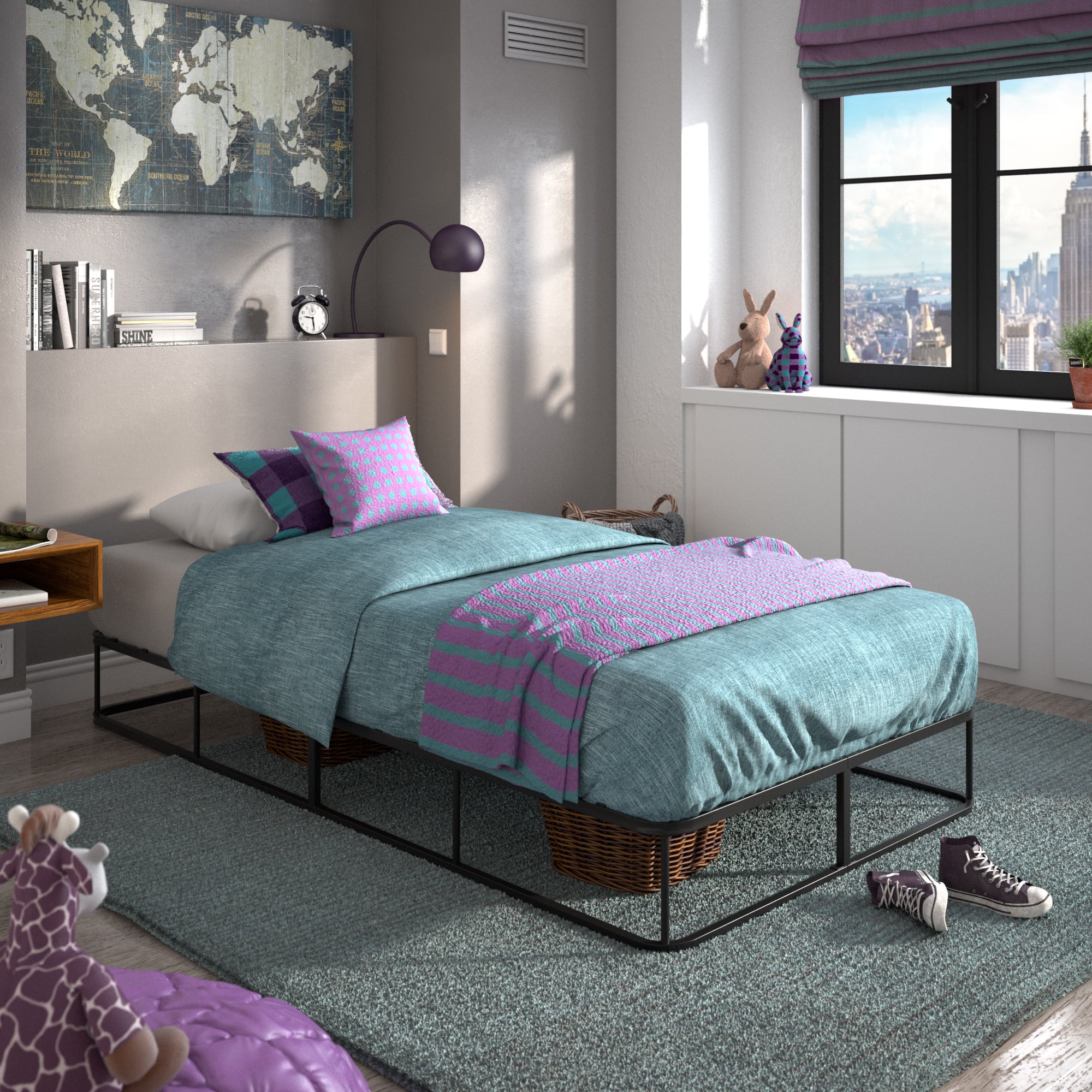 Weston Home Madison Metal Platform Twin Bed Frame, Black
