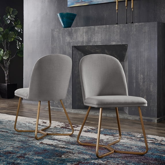 Weston Home Marquis Linen Upholstered Dining Chairs, Set of 2, Flint Grey