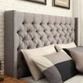 thumbnail image 1 of Weston Home Melford Wingback Tufted Linen King Headboard, Grey Finish, 1 of 5
