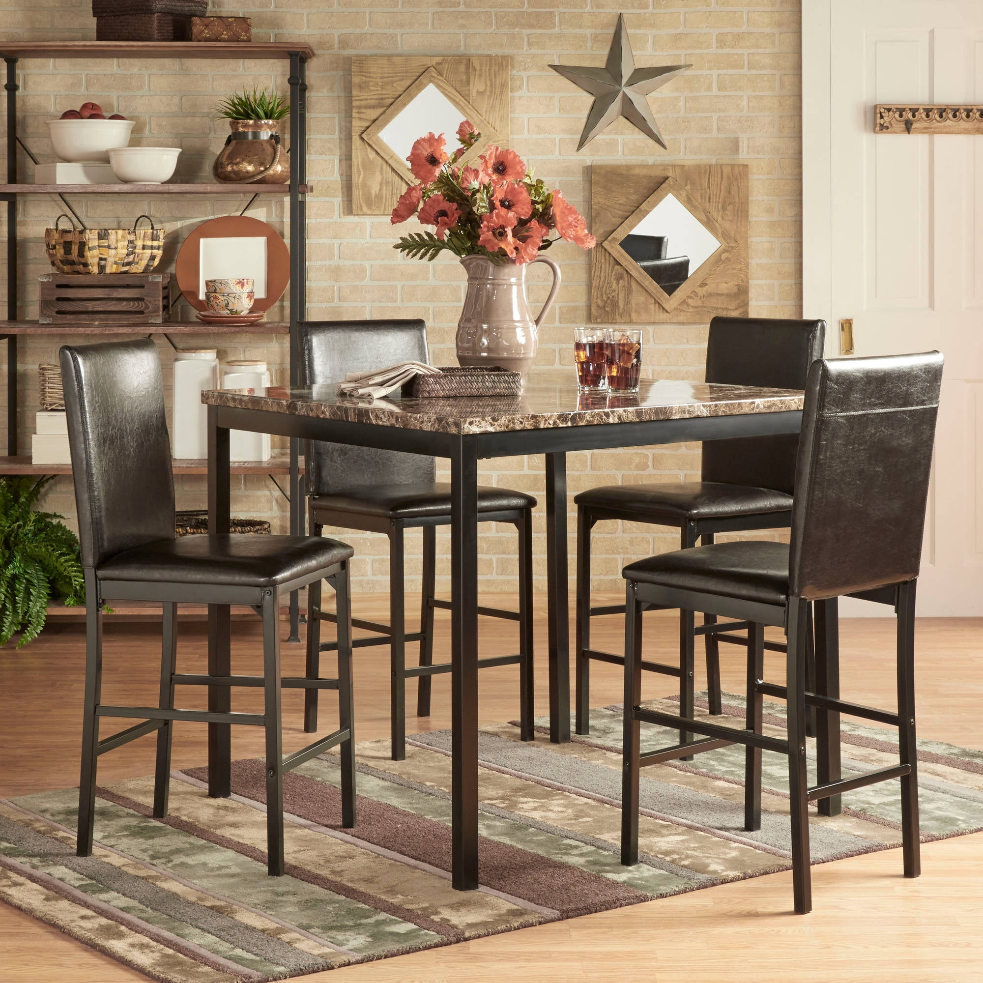 Weston Home Modern Declan 5 - Piece Metal Counter Height Dining Set in Black