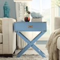 thumbnail image 1 of Weston Home Modern End Table with X-Base Legs and Drawer, Sky Blue, 1 of 1