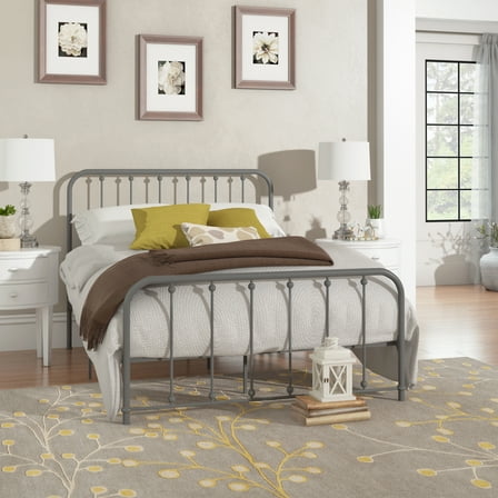 Weston Home Montgomery Spindle Metal Platform Full Bed, Frost Grey