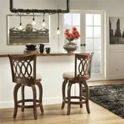Weston Home Motif Design Cherry Finish Swivel Counter Height Stool, Beige Linen