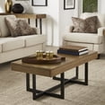 thumbnail image 1 of Weston Home Nadian Wood and Black Metal Two Drawers Coffee Table, Oak, 1 of 10