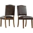 thumbnail image 1 of Weston Home Nailhead Upholstered and Wood Dining Chair, Set of 2, Brown Faux Leather, 1 of 8