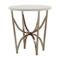 thumbnail image 1 of Weston Home Natasha Champagne Gold Glam Round End Table With White Faux Marble Top, 1 of 5